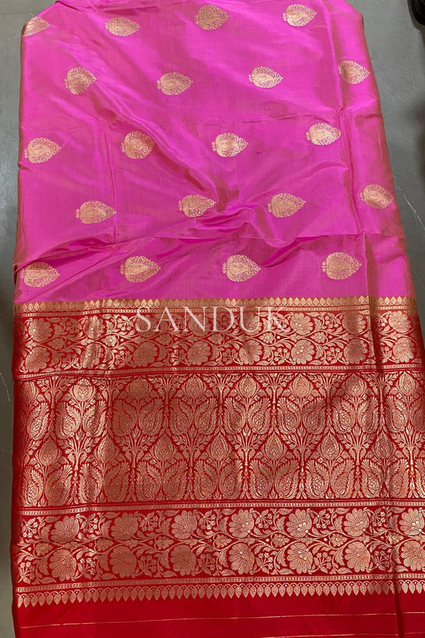 Contrast Red Katan Silk (Saree)