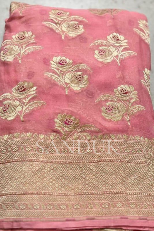 Rose Meenakari Khaddi Georgette (Saree)